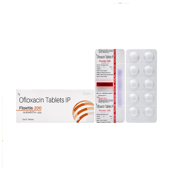 Product Name: FLOXITIS 200, Compositions of FLOXITIS 200 are Ofloxacin I.P. 200 mg. - Fawn Incorporation