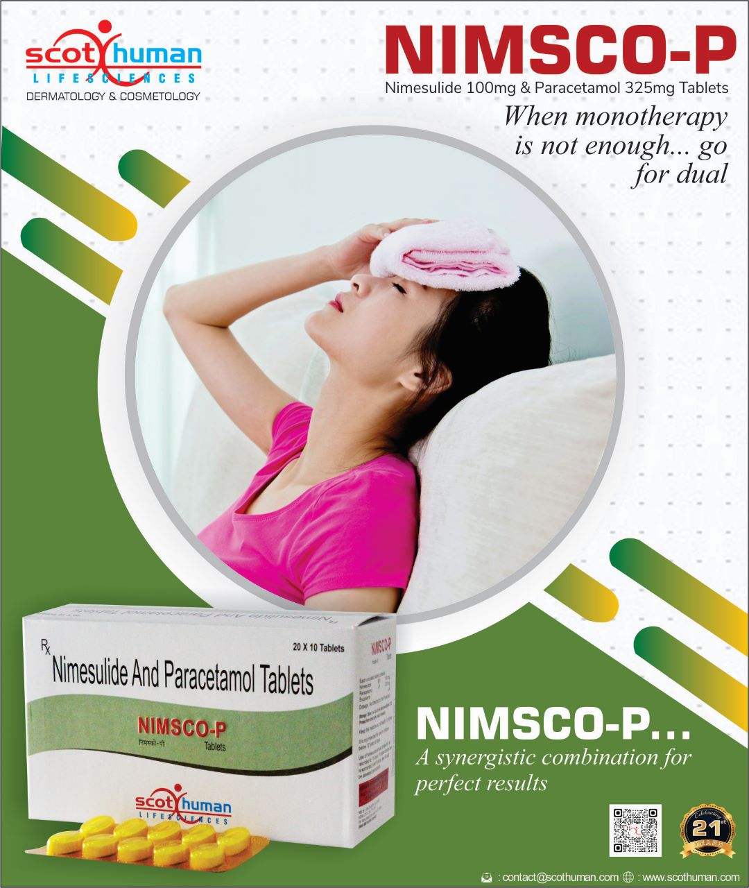 Product Name: Nimsco P, Compositions of Nimsco P are Nimesulide and Paracetamol Tablets - Pharma Drugs and Chemicals