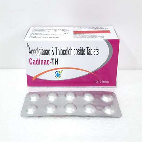 Product Name: Cadinac TH, Compositions of Cadinac TH are Aceclefenac & thiocolchicoside  Tablets - Caddix Healthcare