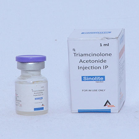 Product Name: SINOLITE, Compositions of SINOLITE are Triamcinolone Acetonide Injection IP - Alencure Biotech Pvt Ltd