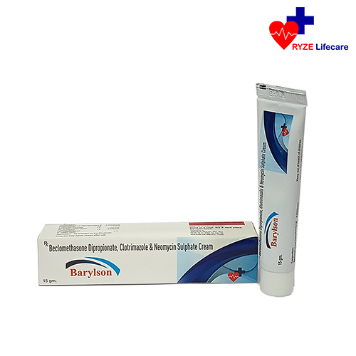 Product Name: Barylson, Compositions of Barylson are Beclomethasone Dipropionate, Clotrimazole & Neomycin Sulphate Cream. - Ryze Lifecare