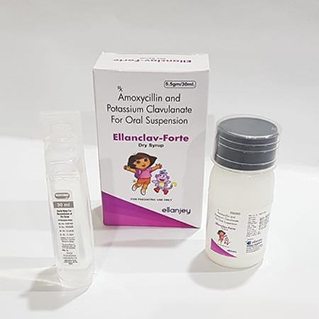 Product Name: Ellanclav Forte, Compositions of Ellanclav Forte are Amoxycillin and Potassium Clavulanate Oral Suspension IP - Ellanjey Lifesciences