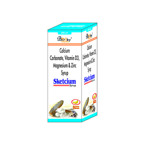 Product Name: Sketcium, Compositions of are Calcium Carbonate,Vitamin D3,Magnesium & Zinc Syrup - Biosky Remedies