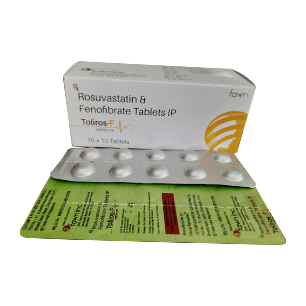 Product Name: TOLIROS F, Compositions of TOLIROS F are Rosuvastatin 10 mg + Fenofibrate 160 mg. - Fawn Incorporation