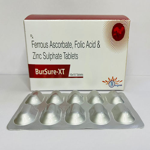 Product Name: Bursure Xt, Compositions of Bursure Xt are Ferrous Ascorbate Folic Acid & Zinc Sulphate Syrup - Burgeon Health Series Pvt Ltd