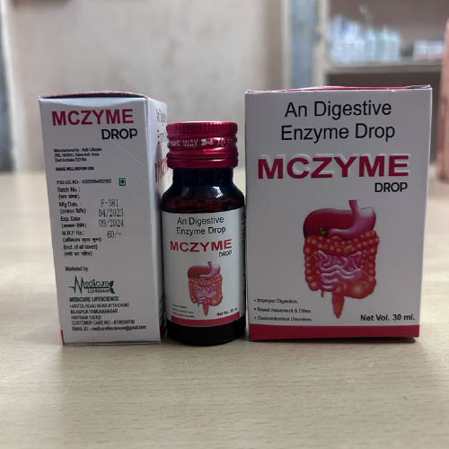 Product Name: MCZYME , Compositions of MCZYME  are An Digestive Enzyme Drop - Medicure LifeSciences