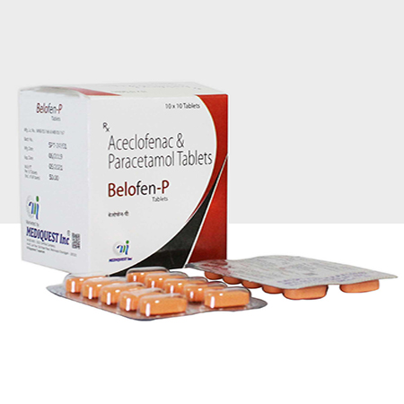 Product Name: BELOFEN P, Compositions of BELOFEN P are Aceclofenac & Paracetamol Tablets - Mediquest Inc