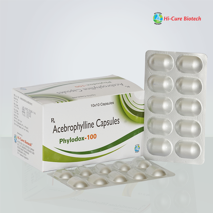 Product Name: PHYLODOX 100, Compositions of PHYLODOX 100 are ACEBROPHYLLINE 100 MG - Reomax Care