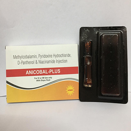 Product Name: ANICOBAL PLUS, Compositions of ANICOBAL PLUS are Methylcobalamin, Pyridoxine Hydrochloride, D-Panthenol & Niacinamide Injection - Apikos Pharma
