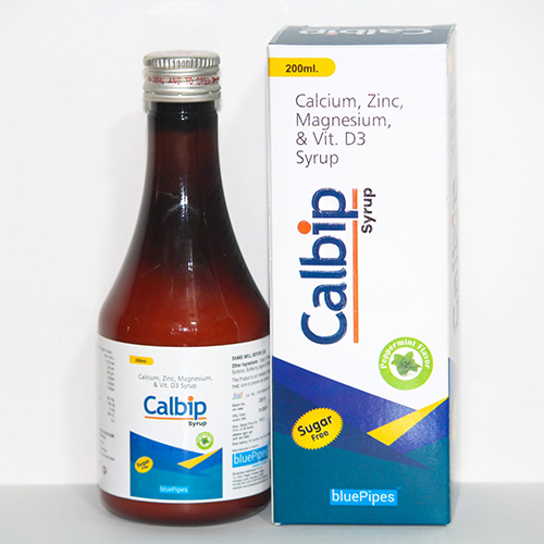 Product Name: CALBIP SYRUP, Compositions of CALBIP SYRUP are Calcium,Zinc,Magnesium,& Vit. D3 Syrup - Bluepipes Healthcare