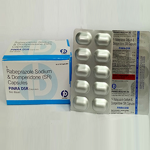 Product Name: Pinra DSR, Compositions of Pinra DSR are Rabeprazole Sodium & Domperidone (SR) Capsules - Pinamed Drugs Private Limited