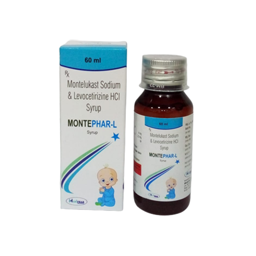 Product Name: Montephar L, Compositions of Montephar L are Montelukast Sodium and Levocetirizie  HCL Syrup - Mediphar Lifesciences Private Limited