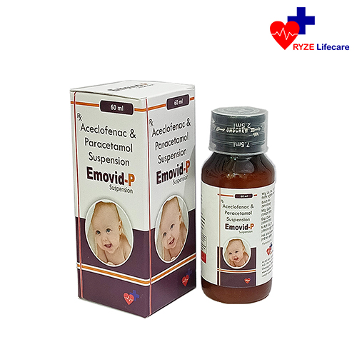 Product Name: Emovid P Suspension, Compositions of Emovid P Suspension are Aceclofenac & Paracetamol Suspension .  - Ryze Lifecare