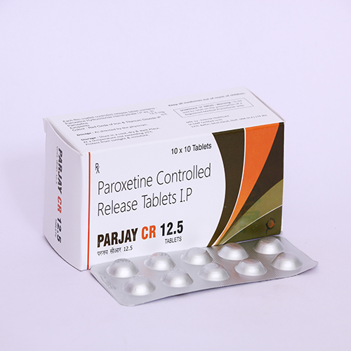 Product Name: PARJAY CR 12.5, Compositions of PARJAY CR 12.5 are Paroxetine Controlled Release Tablets IP - Biomax Biotechnics Pvt. Ltd