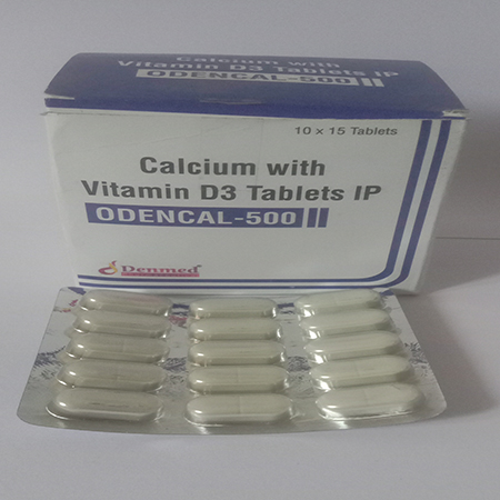 Product Name: Odencal 500, Compositions of Odencal 500 are Calcium with Vitamin D3 Tablets IP - Denmed Pharmaceutical