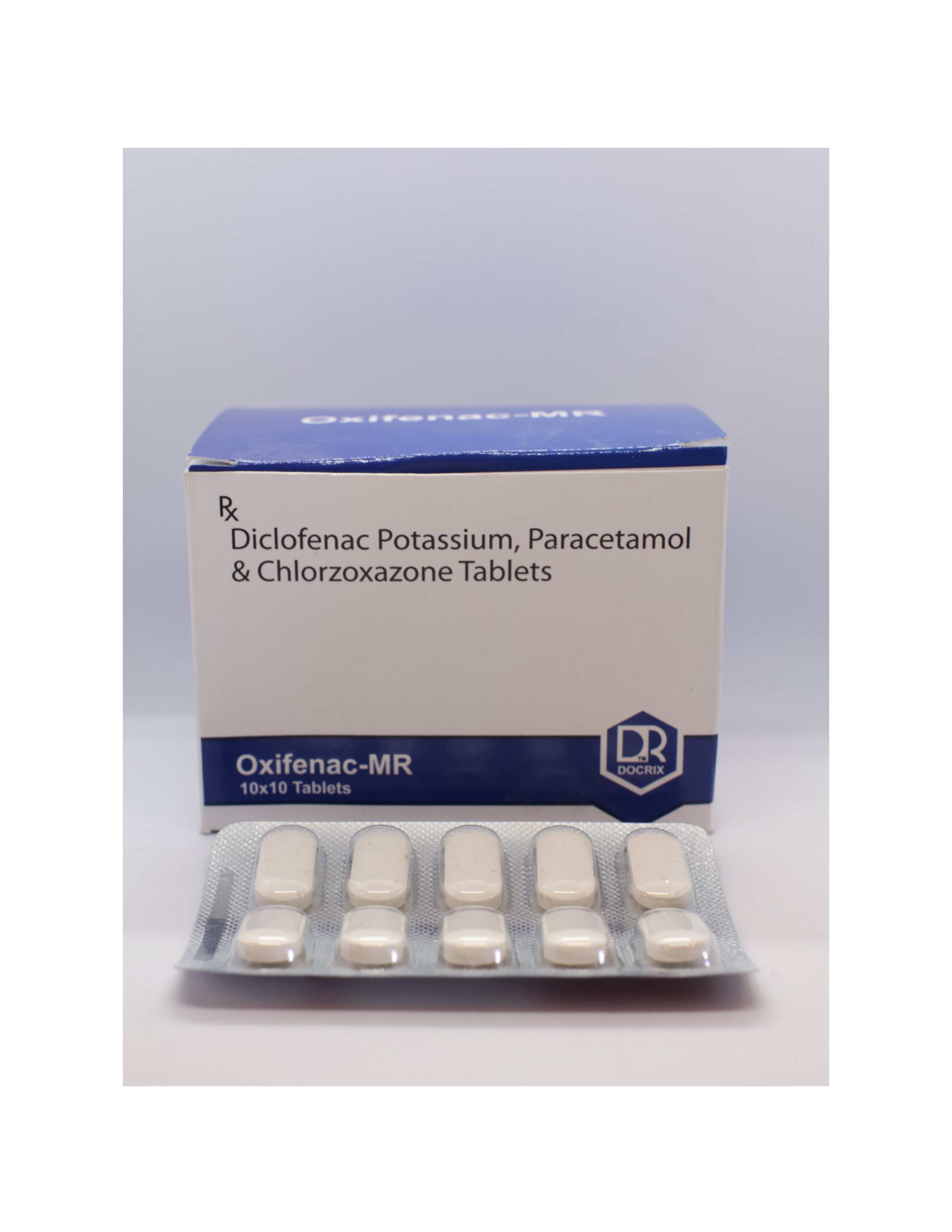 Product Name: Oxifenac MR, Compositions of Oxifenac MR are Diclofenac  Potassium, Paracetamol & Chlorzoxazone Tablets - Docrix Healthcare