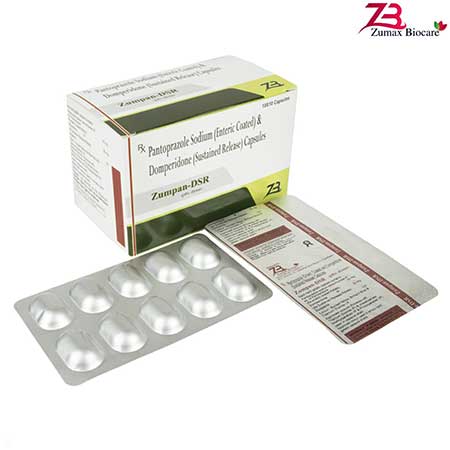 Product Name: Zumpan DSR, Compositions of Pantaprazole Sodium (Entric Coated) & Domperidone(Sustaine Release)  Capsules are Pantaprazole Sodium (Entric Coated) & Domperidone(Sustaine Release)  Capsules - Zumax Biocare