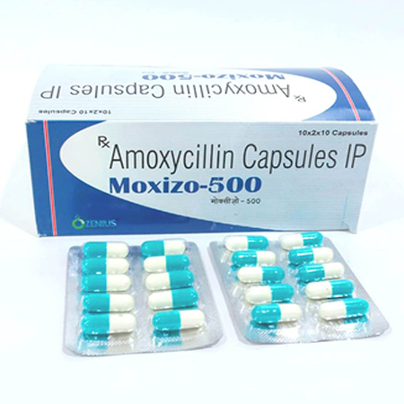 Product Name: MOXIZO 500, Compositions of MOXIZO 500 are Amoxycillin Capsules  IP - Ozenius Pharmaceutials