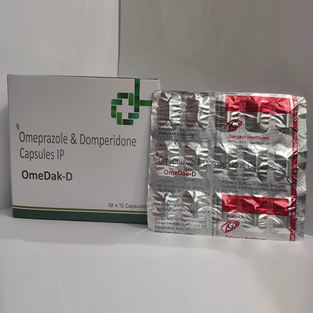 Product Name: Omedak D, Compositions of Omedak D are Omeprazole & Domperidone Capsules IP - Dakgaur Healthcare