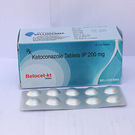 Product Name: Belocet KT, Compositions of Belocet KT are Ketoconazole Tablets IP 200mg - Eviza Biotech Pvt. Ltd