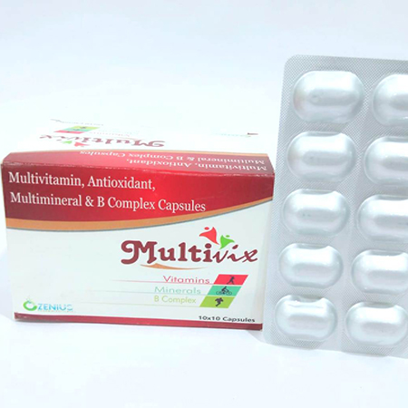 Product Name: MULTIVIX, Compositions of MULTIVIX are Multivitamin, Antioxidant, Multiminerals & B Complex Capsules - Ozenius Pharmaceutials