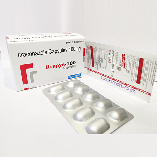 Product Name: ITRAPYE 100 CAPSULES, Compositions of ITRAPYE 100 CAPSULES are Itraconazole Capsules 100mg - Bluepipes Healthcare