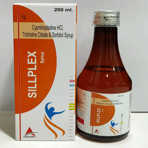Product Name: Sillplex, Compositions of Sillplex are Cyproheptadine HCI, Tricholine Citrate & Sorbitol - Asterisk Laboratories