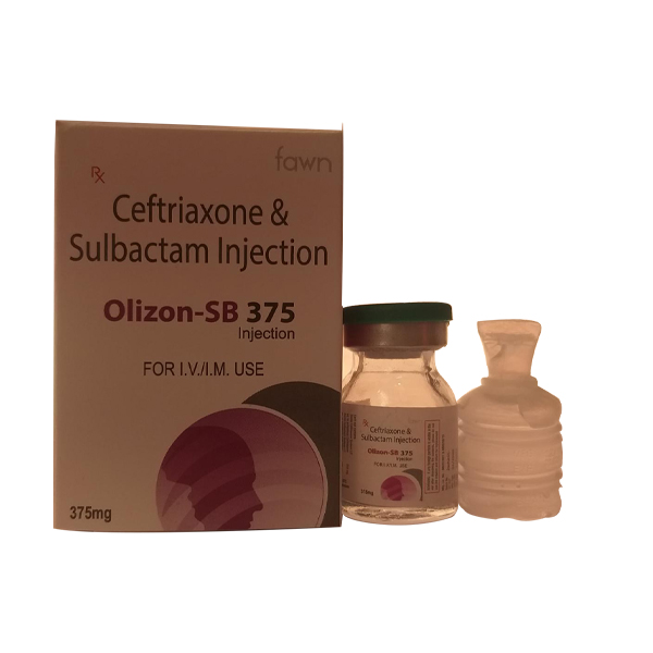 Product Name: OLIZON SB 375, Compositions of Ceftriaxone 250mg + Sulbactam 125mg are Ceftriaxone 250mg + Sulbactam 125mg - Fawn Incorporation