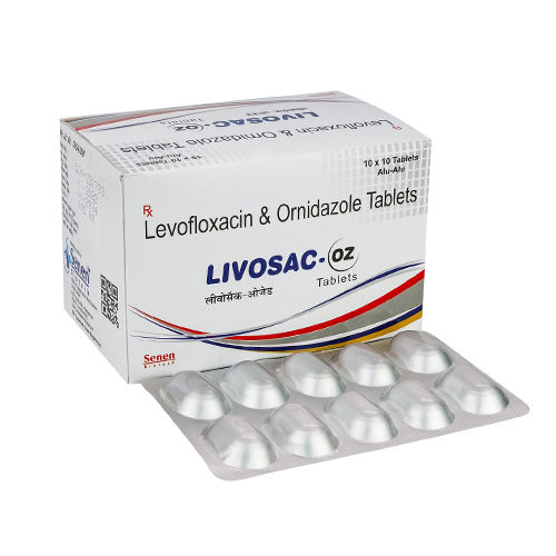 Product Name: Livosac OZ, Compositions of Livosac OZ are Levofloxacin & Ornidazole Tablets - Senen Biotech