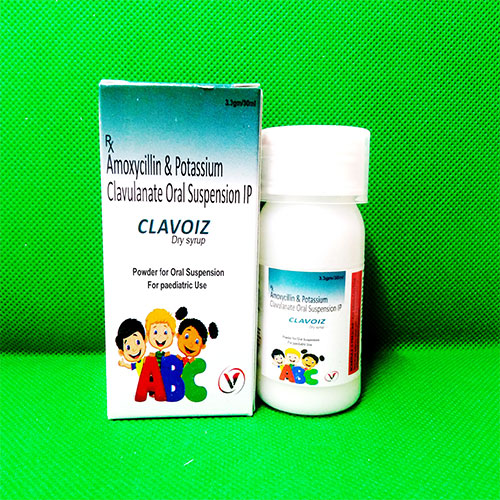 Product Name: Clavoiz, Compositions of Clavoiz are  Amoxycillin 400mg+Clavulanic Acid 57mg Dry SYP With Water - Voizmed Pharma Private Limited