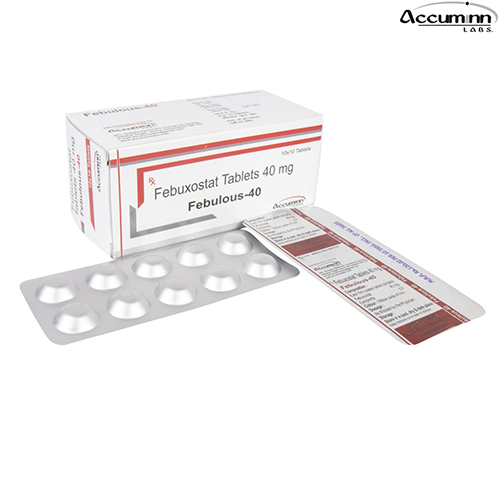 Product Name: Febulous 40, Compositions of Febulous 40 are Febuxostat Tablets 40mg - Accuminn Labs