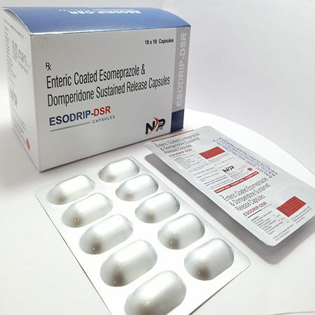 Product Name: Esodrip Dsr, Compositions of Esodrip Dsr are Entric Coated Esomeprazole & Domperidone (Sustained Release) Capsules - Noxxon Pharmaceuticals Private Limited
