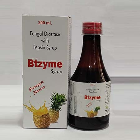 Product Name: Btzyme, Compositions of Btzyme are Fungle Diastase with Papain Syrup - Biotanic Pharmaceuticals