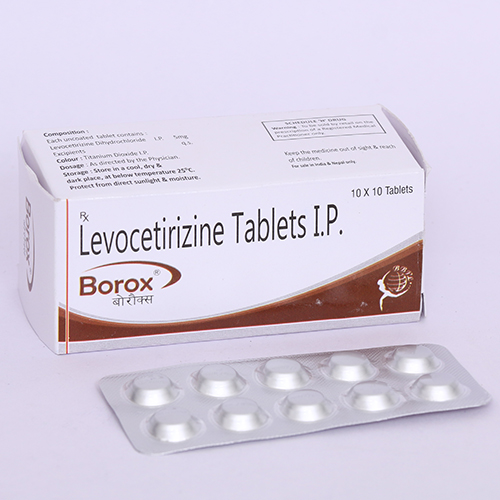 Product Name: BOROX, Compositions of are Levocetrizine Tablets IP - Biomax Biotechnics Pvt. Ltd