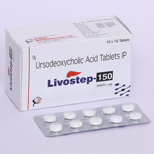 Product Name: LIVOSTEP 150, Compositions of LIVOSTEP 150 are Ursodeoxycholic Acid Tablets IP - Biomax Biotechnics Pvt. Ltd