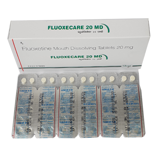 Product Name: Fluoxecare 20 MD, Compositions of Fluoxecare 20 MD are Fluoxetine Mouth Dissolving Tablets 20mg - Lifecare Neuro Products Ltd.
