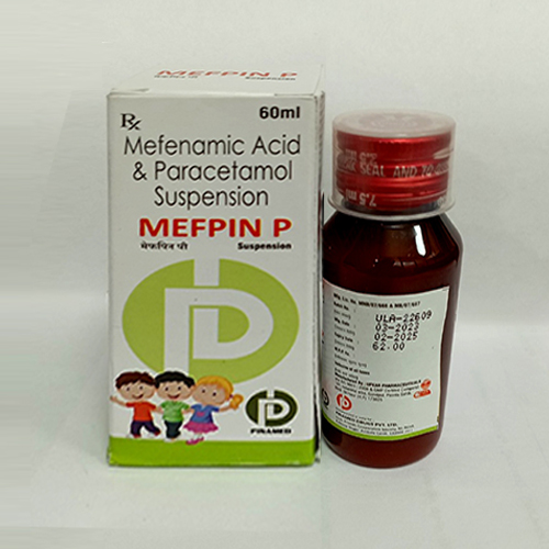 Product Name: Mefpin P Syrup, Compositions of Mefpin P Syrup are Mefenamic Acid & Paracetamol Suspension - Pinamed Drugs Private Limited