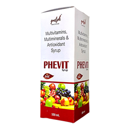 Product Name: Phevit, Compositions of Phevit are Multivitamins, Multimineral & Antioxidant Syrup - Guelph Healthcare Pvt Ltd