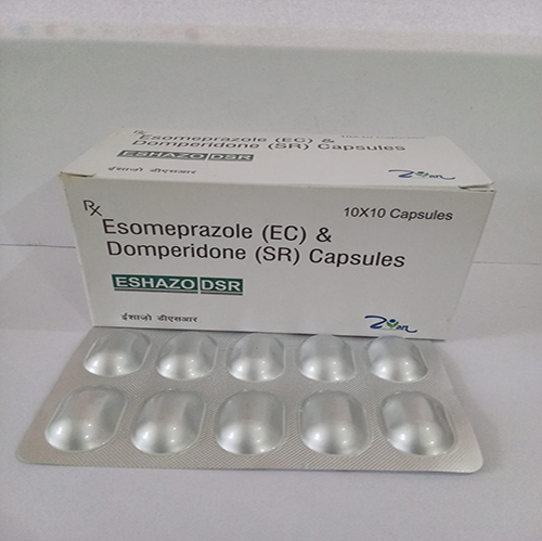 Product Name: ESHAZO DSR, Compositions of ESHAZO DSR are Esomeprazole (EC) & Domperidone (SR) Capsules  - Arlig Pharma