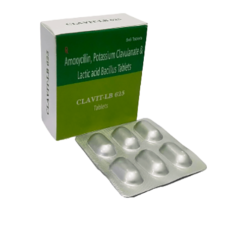 Product Name: CLAVIT LB 625, Compositions of CLAVIT LB 625 are Amoxycillin, Potassium Clavulanate & Lactic Acid Bacillus Tablets - Itelic Labs