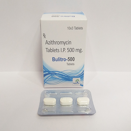 Product Name: Bulitro 500, Compositions of Bulitro 500 are Azithromycin Tablets IP 500 mg  - Healthtree Pharma (India) Private Limited