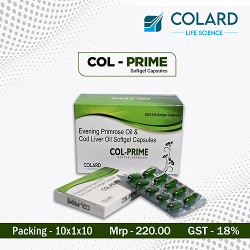 Product Name: COL  PRIME, Compositions of COL  PRIME are Evening Promise Oil & Cod Liver Oil Softgel Capsules - Colard Life Science