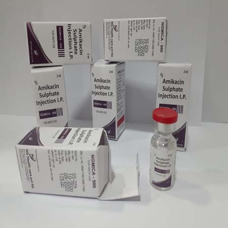 Product Name: Ngmica 500, Compositions of Ngmica 500 are Amikacin Sulphate Injection I.P. - NG Healthcare Pvt Ltd