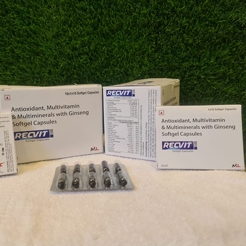 Product Name: Recvit, Compositions of Recvit are Antioxidant,Multivitamin & Multimineral with Zinseg Softgel Capsules - Medizec Laboratories