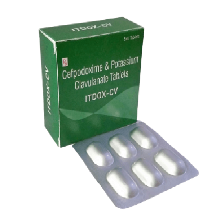 Product Name: ITDOX CV, Compositions of ITDOX CV are Cefpodoxime & Potassium Clavulanate Tablets - Itelic Labs
