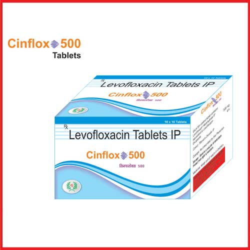 Product Name: Cinflox 500, Compositions of Cinflox 500 are Levofloxacin Tablets IP - Greef Formulations