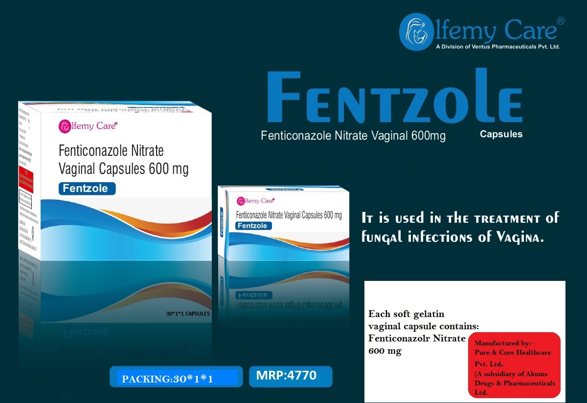 Product Name: Fentzole, Compositions of Fentzole are Fenticonazole Nitrate Vaginal Capsules 600 mg - Olfemy Care