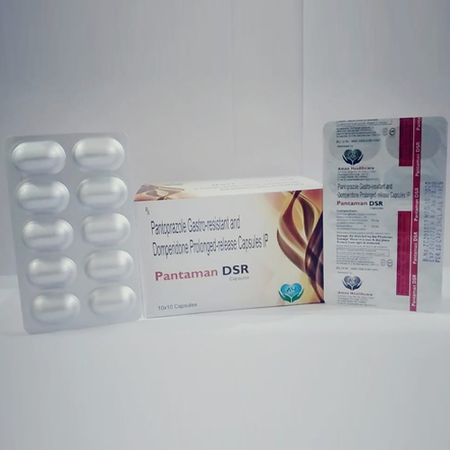 Product Name: Pantaman DSR, Compositions of Pantaman DSR are Pantoprazole Gastro resistent and Domperidone Prolonged release Capsules IP - Aman Healthcare