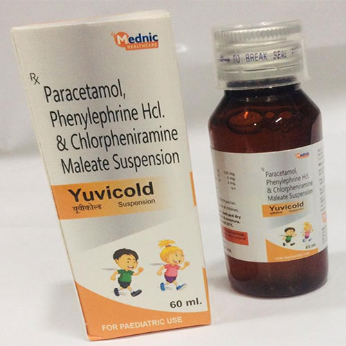 Product Name: Yuvicold, Compositions of Yuvicold are paracetamol, phenylephrine Hcl & Chlorpheniramnine Maleate  - Mednic Healthcare Pvt. Ltd