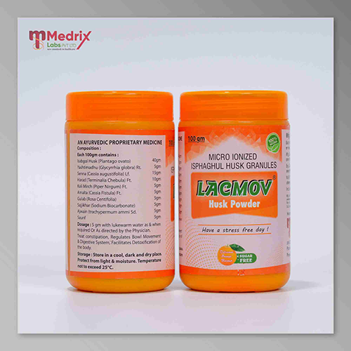 Product Name: LACMOV , Compositions of LACMOV  are MICRO IONIZED ISHAPGUL Husk GRANULES  - Medrix Labs Pvt Ltd